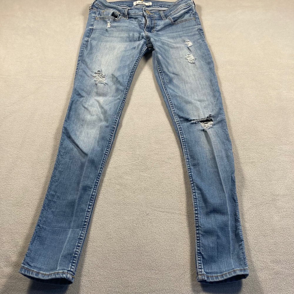 Hollister Jeans Womens Size 3 Short Blue Skinny Low Rise Stretch Light Wash